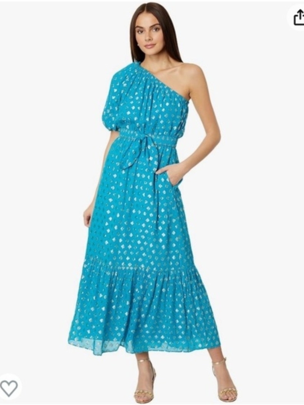 Size 14 Lilly Pulitzer Zelalynn One-Shoulder Metallic Maxi Dress